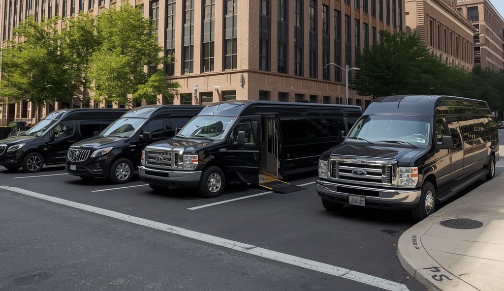 Lucid Origin Create A Photo Of A Limousine Fleet Showing More Than 5 Limousine And 2 Wheelcha 0